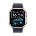 Apple Watch Ultra 2 GPS + Cellular, Titan natur, 49mm mit Ocean-Armband, blau>