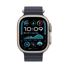 Apple Watch Ultra 2 GPS + Cellular, Titan natur, 49mm mit Ocean-Armband, blau>