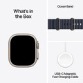 Apple Watch Ultra 2 GPS + Cellular, Titan natur, 49mm mit Ocean-Armband, blau>