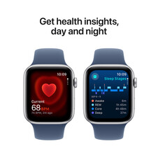 Apple Watch SE GPS, Aluminium silber, 44mm mit Sportarmband, denim - S/M>