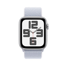 Apple Watch SE GPS, Aluminium silber, 44mm mit Sport Loop, wolkenblau>