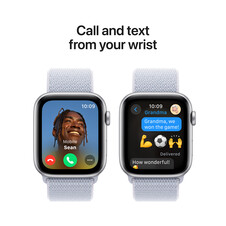 Apple Watch SE GPS, Aluminium silber, 44mm mit Sport Loop, wolkenblau>