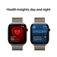 Apple Watch Series 10 GPS + Cellular, Titan natur, 46mm mit Milanaise-Armband, natur - M/L>