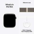 Apple Watch Series 10 GPS + Cellular, Titan natur, 46mm mit Milanaise-Armband, natur - M/L>