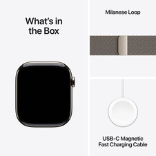 Apple Watch Series 10 GPS + Cellular, Titan natur, 46mm mit Milanaise-Armband, natur - M/L>