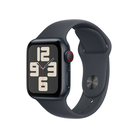 Apple Watch SE GPS + Cellular, Aluminium mitternacht, 40mm mit Sportarmband, mitternacht - S/M>