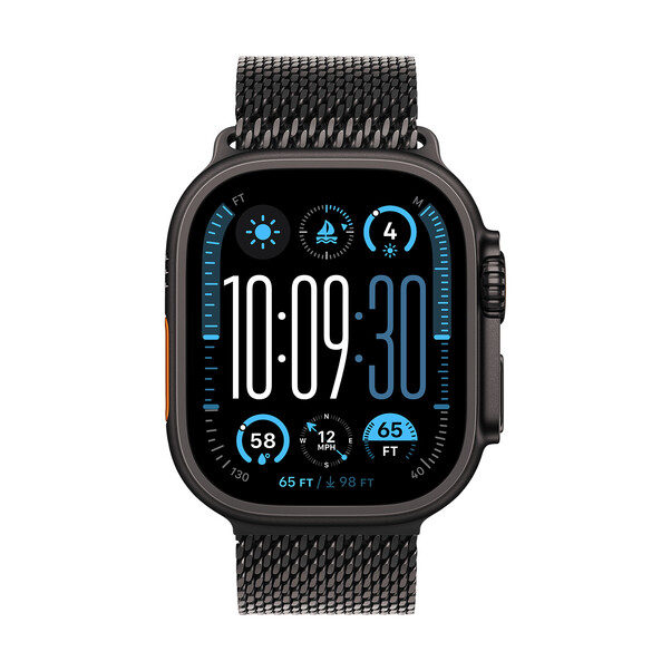 Sie sehen das Produktbild 02 von Apple Watch 49mm Milanaise Armband, Titan schwarz - medium Apple Watch 49mm Milanaise Armband, Titan schwarz - medium