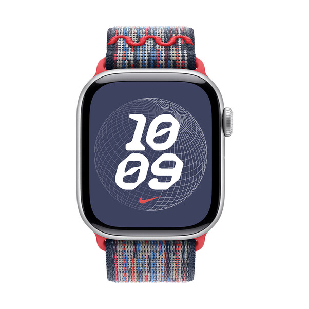 Sie sehen das Produktbild 06 von Apple Watch 40mm Nike Sport Loop, blau/rot> Apple Watch 40mm Nike Sport Loop, blau/rot>