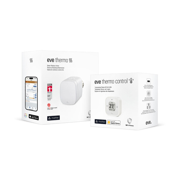 Sie sehen das Produktbild 03 von Eve Thermo Raumkomfort-Set für Apple Home, 1 Eve Thermo + 1 Eve Thermo Control Eve Thermo Raumkomfort-Set für Apple Home, 1 Eve Thermo + 1 Eve Thermo Control