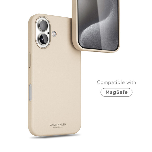 Sie sehen das Produktbild 03 von Vonmählen Kunstleder-Case für iPhone 16 Plus, beige Vonmählen Kunstleder-Case für iPhone 16 Plus, beige