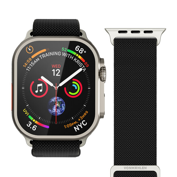 Sie sehen das Produktbild 01 von Vonmählen Classic Nylon-Armband für Apple Watch 42/44/45/49 mm, schwarz Vonmählen Classic Nylon-Armband für Apple Watch 42/44/45/49 mm, schwarz