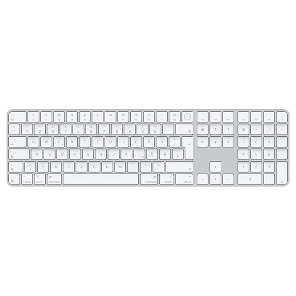 Sie sehen das Produktbild 01 von Apple Magic Keyboard mit Touch ID und Ziffernblock für Mac mit Apple Chip, weiße Tasten, Deutsch Apple Magic Keyboard mit Touch ID und Ziffernblock für Mac mit Apple Chip, weiße Tasten, Deutsch