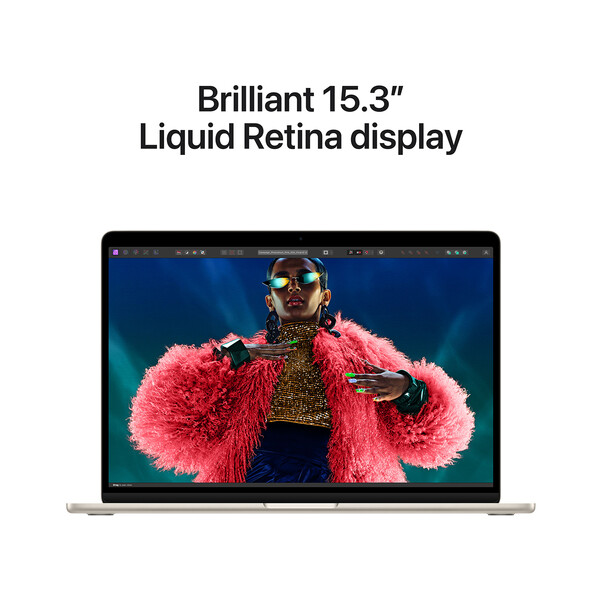 Sie sehen das Produktbild 05 von MacBook Air 15" mit M3 Chip, 8-Core CPU und 10-Core GPU, 16GB, 256GB SSD, polarstern> MacBook Air 15" mit M3 Chip, 8-Core CPU und 10-Core GPU, 16GB, 256GB SSD, polarstern>