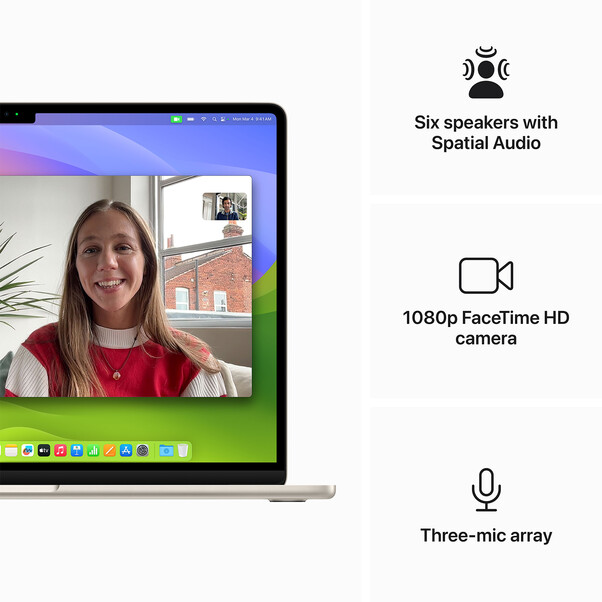 Sie sehen das Produktbild 06 von MacBook Air 15" mit M3 Chip, 8-Core CPU und 10-Core GPU, 16GB, 256GB SSD, polarstern> MacBook Air 15" mit M3 Chip, 8-Core CPU und 10-Core GPU, 16GB, 256GB SSD, polarstern>