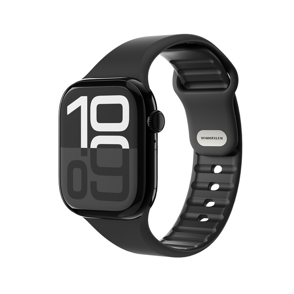 Sie sehen das Produktbild 02 von Vonmählen Classic 2 Silikonarmband für Apple Watch 42/44/45/49 mm, schwarz Vonmählen Classic 2 Silikonarmband für Apple Watch 42/44/45/49 mm, schwarz