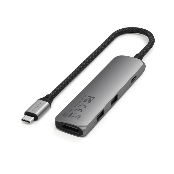 Satechi USB-C 4-in-1 Slim Multiport Adapter 4K, space grau