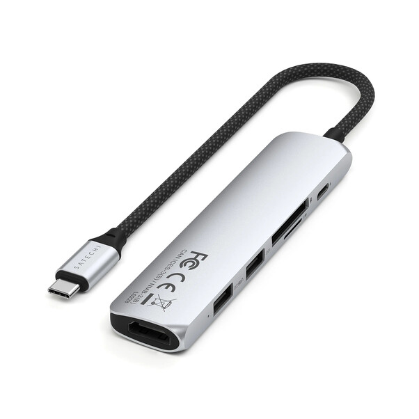Satechi USB-C 6-in-1 Slim Multiport Adapter, silber