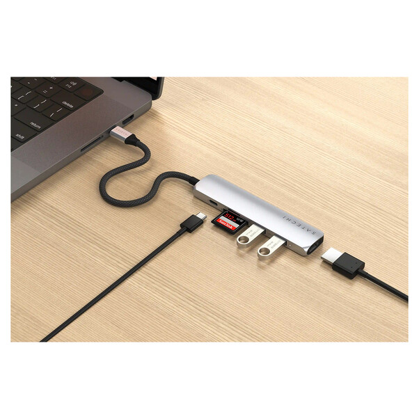 Satechi USB-C 6-in-1 Slim Multiport Adapter, silber