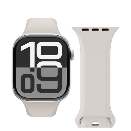 Sie sehen das Produktbild 01 von Vonmählen Classic 2 Silikonarmband für Apple Watch (42 / 44 / 45 / 49 mm), beige Vonmählen Classic 2 Silikonarmband für Apple Watch (42 / 44 / 45 / 49 mm), beige