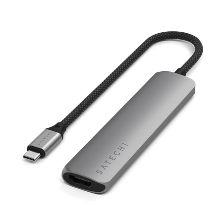 Sie sehen das Produktbild 01 von Satechi USB-C 6-in 1 Slim Multiport Adapter 4K, space grau Satechi USB-C 6-in 1 Slim Multiport Adapter 4K, space grau