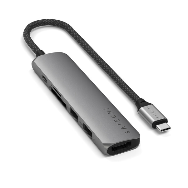 Sie sehen das Produktbild 03 von Satechi USB-C 6-in 1 Slim Multiport Adapter 4K, space grau Satechi USB-C 6-in 1 Slim Multiport Adapter 4K, space grau