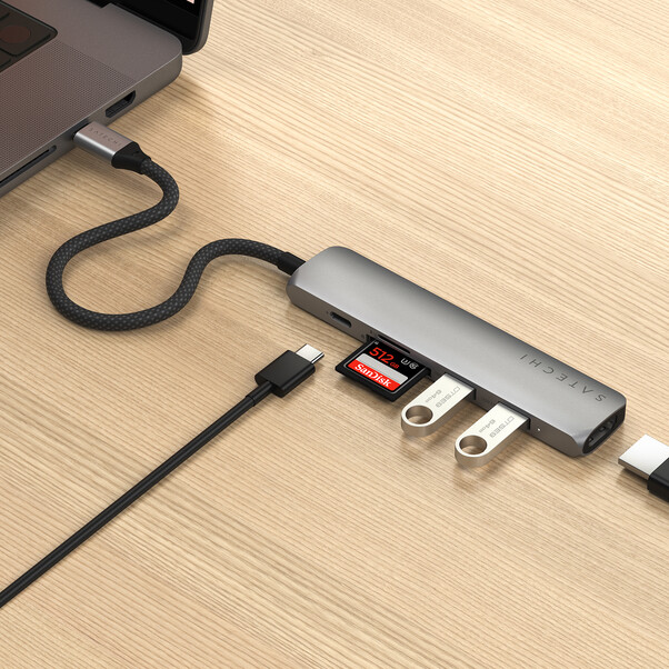 Sie sehen das Produktbild 06 von Satechi USB-C 6-in 1 Slim Multiport Adapter 4K, space grau Satechi USB-C 6-in 1 Slim Multiport Adapter 4K, space grau
