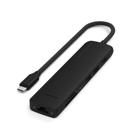 Sie sehen das Produktbild 01 von Satechi USB-C 7-in-1 Slim Multi Port Adapter Ethernet, schwarz Satechi USB-C 7-in-1 Slim Multi Port Adapter Ethernet, schwarz