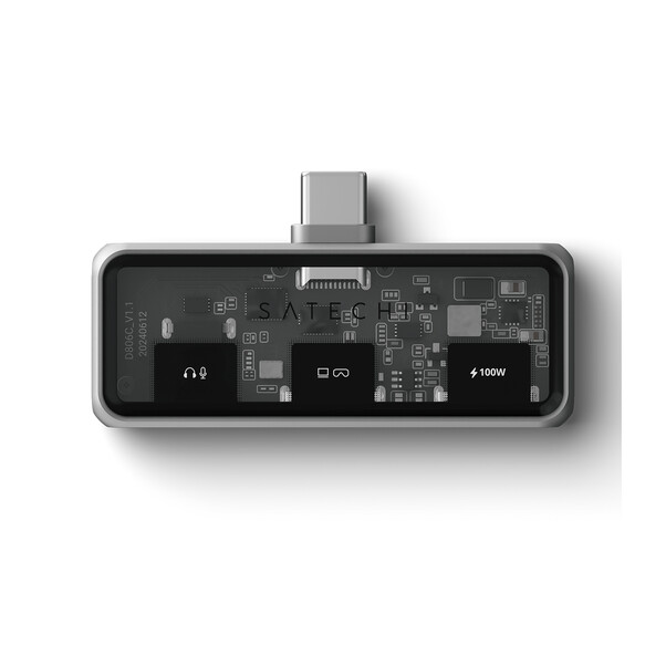Sie sehen das Produktbild 02 von Satechi USB-C PD Mobile XR Hub, 3,5mm Audio, space grau Satechi USB-C PD Mobile XR Hub, 3,5mm Audio, space grau