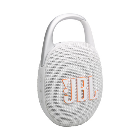 Sie sehen das Produktbild 01 von JBL Clip5, Bluetooth-Lautsprecher mit Karabinerhaken, weiss JBL Clip5, Bluetooth-Lautsprecher mit Karabinerhaken, weiss