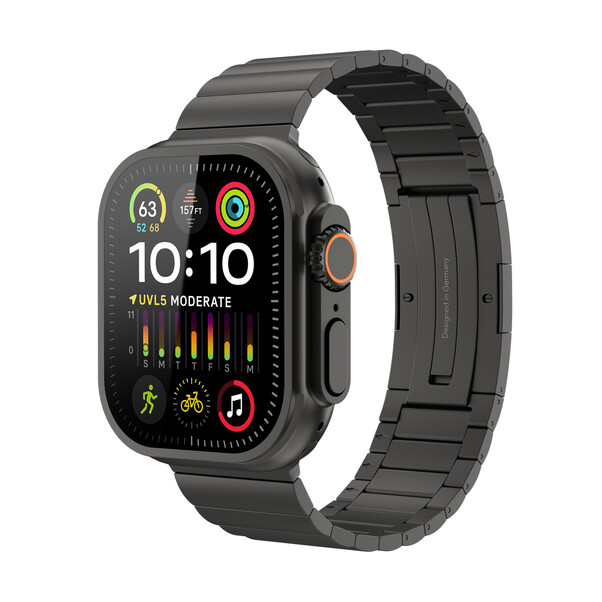 Vonmählen Titan Gliederarmband Pro für Apple Watch 44/45/46/49mm, schwarz
