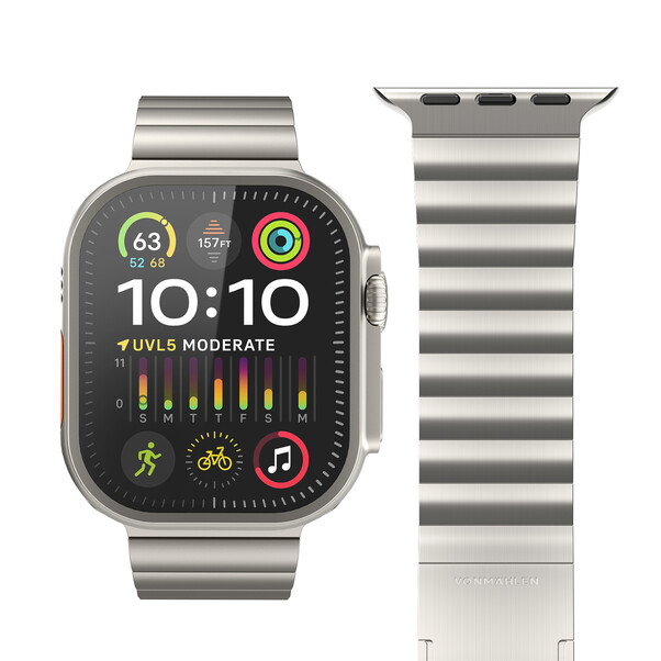 Sie sehen das Produktbild 03 von Vonmählen Titan Gliederarmband Pro für Apple Watch 44/45/46/49mm, beige Vonmählen Titan Gliederarmband Pro für Apple Watch 44/45/46/49mm, beige