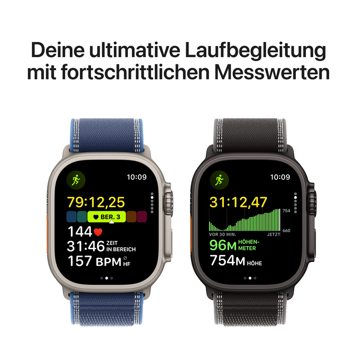 Sie sehen das Produktbild 05 von Apple Watch Ultra 3 GPS + Cellular, 49 mm Titangehäuse Natur, Trail Loop Blau/Hellblau - S/M Apple Watch Ultra 3 GPS + Cellular, 49 mm Titangehäuse Natur, Trail Loop Blau/Hellblau - S/M