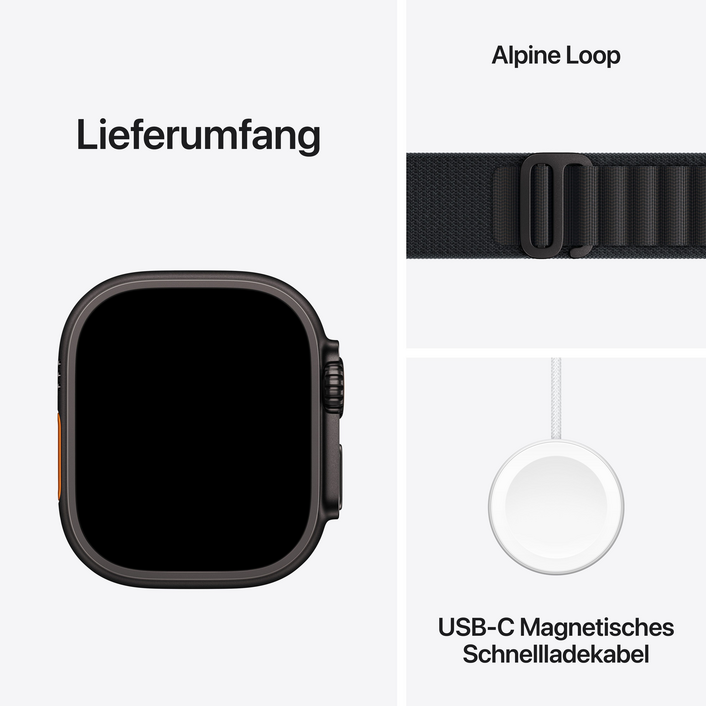 Sie sehen das Produktbild 08 von Apple Watch Ultra 3 GPS + Cellular, 49 mm Titangehäuse Schwarz, Alpine Loop Schwarz - Small Apple Watch Ultra 3 GPS + Cellular, 49 mm Titangehäuse Schwarz, Alpine Loop Schwarz - Small