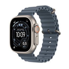 Apple Watch Ultra 3 GPS + Cellular, 49 mm Titangehäuse Natur, Ocean Armband Maritimblau