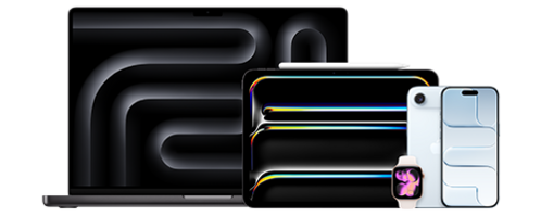 Multiproduct Bild (MacBook Pro 16-in, iPad Pro 11-in, Apple Pencil Pro, Watch Series 10 und iPhone Air)