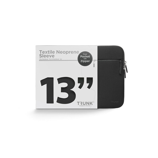 Trunk Textile Neopren Sleeve gerippt für MacBook Air/MacBook Pro 13" mit Tasche, schwarz