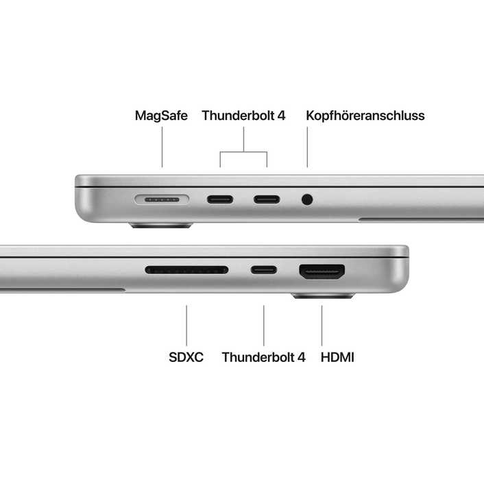 Sie sehen das Produktbild 07 von MacBook Pro 14" mit M5 Chip mit 10-Core CPU und 10-Core GPU, 16GB, 1TB SSD, Silber MacBook Pro 14" mit M5 Chip mit 10-Core CPU und 10-Core GPU, 16GB, 1TB SSD, Silber