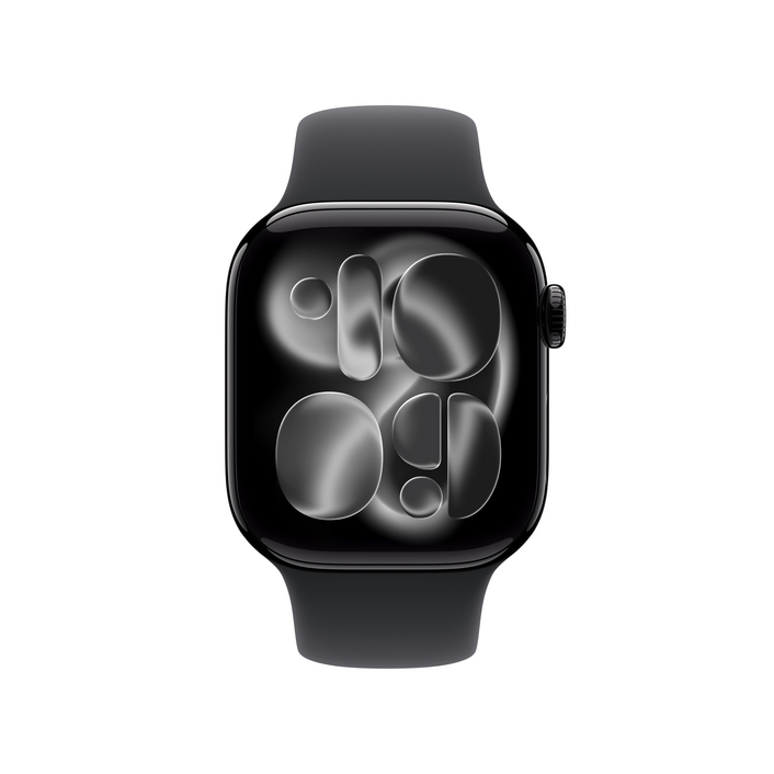 Sie sehen das Produktbild 02 von Apple Watch Series 11 GPS, 42 mm Aluminiumgehäuse Diamantschwarz, Sportarmband Schwarz - S/M Apple Watch Series 11 GPS, 42 mm Aluminiumgehäuse Diamantschwarz, Sportarmband Schwarz - S/M