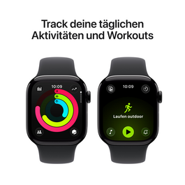 Sie sehen das Produktbild 04 von Apple Watch Series 11 GPS, 42 mm Aluminiumgehäuse Diamantschwarz, Sportarmband Schwarz - S/M Apple Watch Series 11 GPS, 42 mm Aluminiumgehäuse Diamantschwarz, Sportarmband Schwarz - S/M