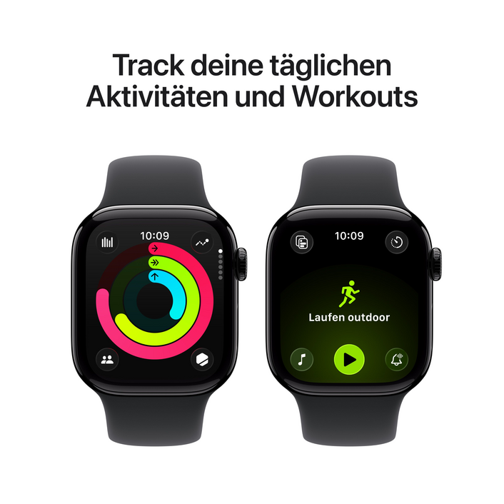 Sie sehen das Produktbild 04 von Apple Watch Series 11 GPS, 42 mm Aluminiumgehäuse Diamantschwarz, Sportarmband Schwarz - S/M Apple Watch Series 11 GPS, 42 mm Aluminiumgehäuse Diamantschwarz, Sportarmband Schwarz - S/M