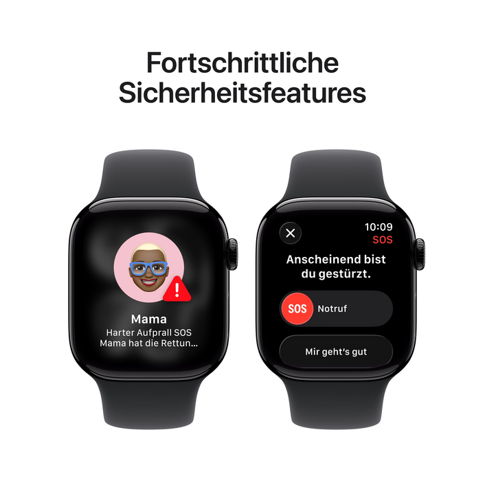 Sie sehen das Produktbild 06 von Apple Watch Series 11 GPS, 42 mm Aluminiumgehäuse Diamantschwarz, Sportarmband Schwarz - S/M Apple Watch Series 11 GPS, 42 mm Aluminiumgehäuse Diamantschwarz, Sportarmband Schwarz - S/M