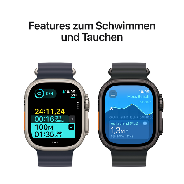 Sie sehen das Produktbild 10 von Apple Watch Ultra 2 GPS + Cellular, 49 mm Titangehäuse Schwarz, Milanaise Armband Titan Schwarz – S Apple Watch Ultra 2 GPS + Cellular, 49 mm Titangehäuse Schwarz, Milanaise Armband Titan Schwarz – S