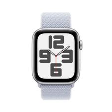 Apple Watch SE GPS, Aluminium silber, 44mm mit Sport Loop, wolkenblau>
