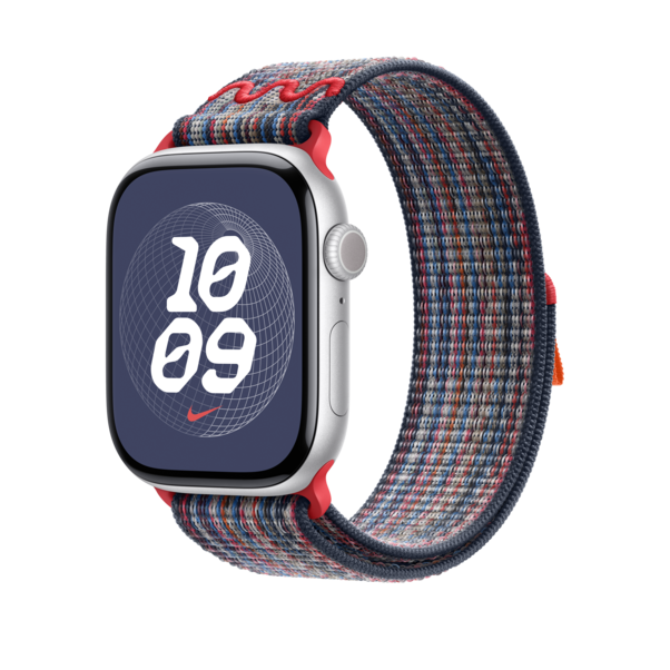 Sie sehen das Produktbild 04 von Apple Watch 46mm Nike Sport Loop, blau/rot Apple Watch 46mm Nike Sport Loop, blau/rot