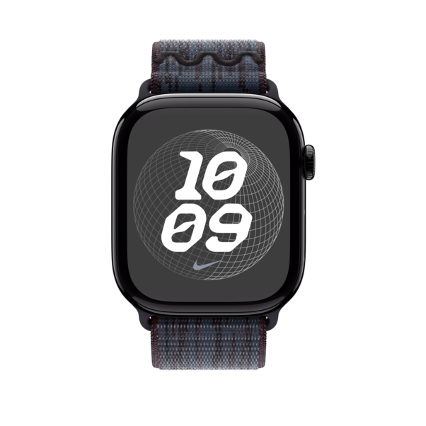Sie sehen das Produktbild 06 von Apple Watch 46mm Nike Sport Loop, schwarz/blau Apple Watch 46mm Nike Sport Loop, schwarz/blau
