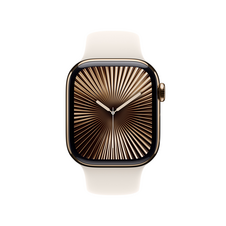 Sie sehen das Produktbild 04 von Apple Watch Series 10 GPS + Cellular, Titan gold, 42mm mit Sportarmband, polarstern - M/L> Apple Watch Series 10 GPS + Cellular, Titan gold, 42mm mit Sportarmband, polarstern - M/L>