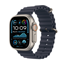 Apple Watch Ultra 2 GPS + Cellular, Titan natur, 49mm mit Ocean-Armband, blau>