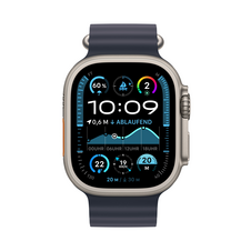 Apple Watch Ultra 2 GPS + Cellular, Titan natur, 49mm mit Ocean-Armband, blau>