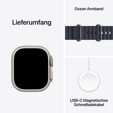 Apple Watch Ultra 2 GPS + Cellular, Titan natur, 49mm mit Ocean-Armband, blau>
