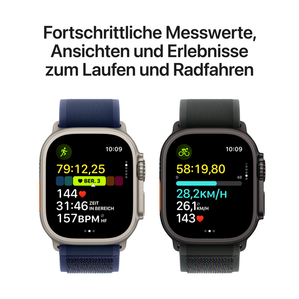 Apple Watch Ultra 2 GPS + Cellular, 49 mm Titangehäuse Schwarz, Trail Loop Schwarz – S/M